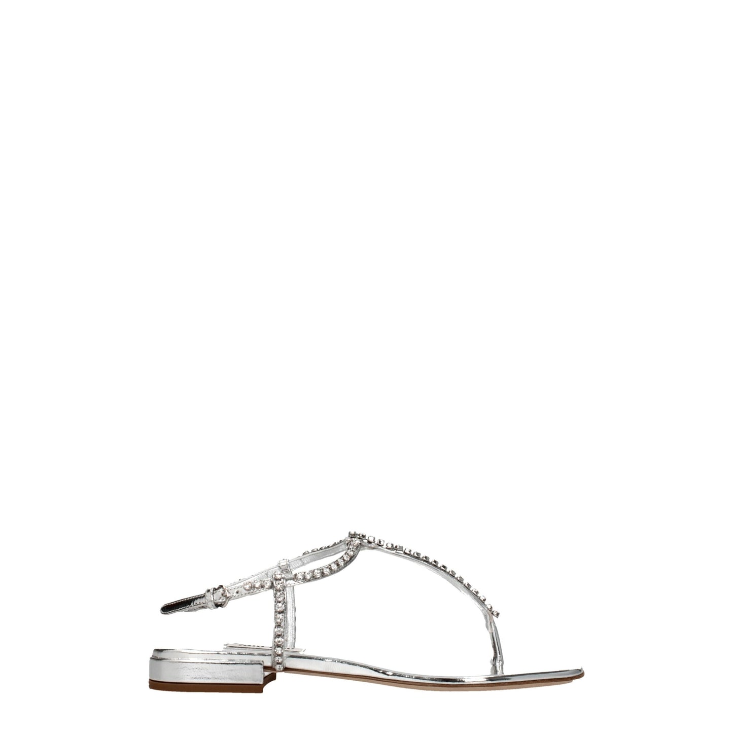 Sandali infradito in pelle grigia Miu Miu