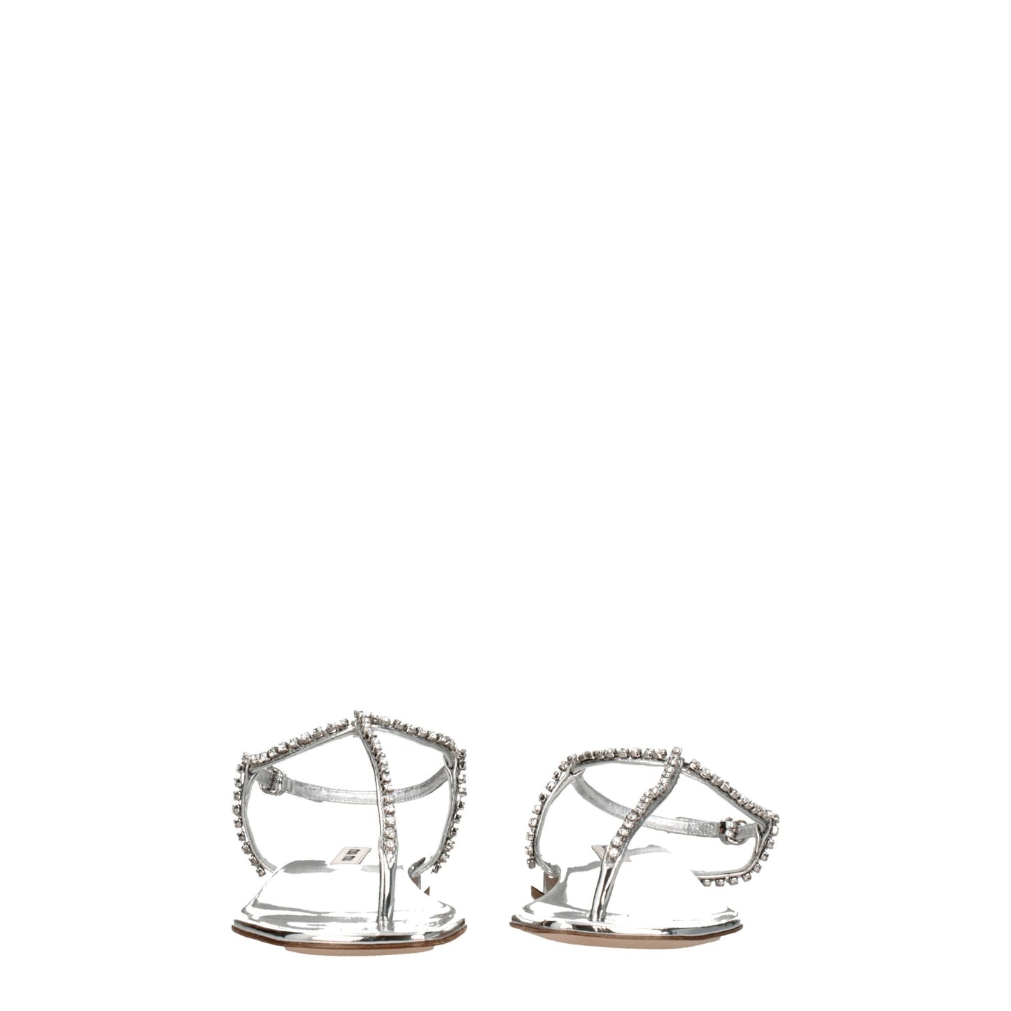 Sandali infradito in pelle grigia Miu Miu