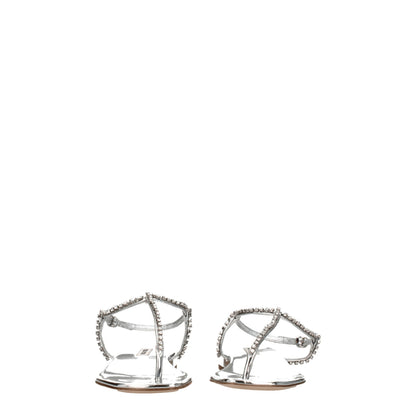 Sandali infradito in pelle grigia Miu Miu
