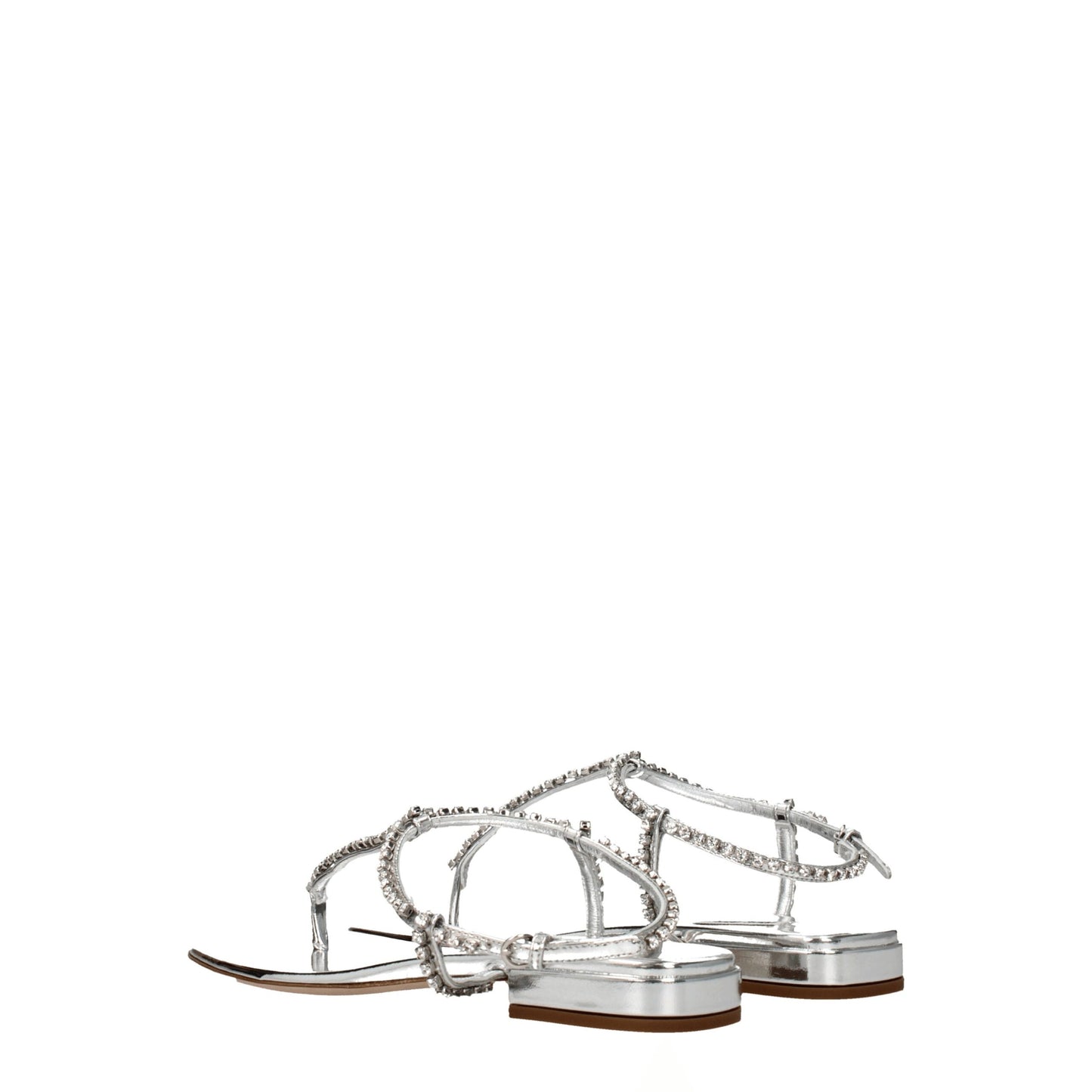 Sandali infradito in pelle grigia Miu Miu