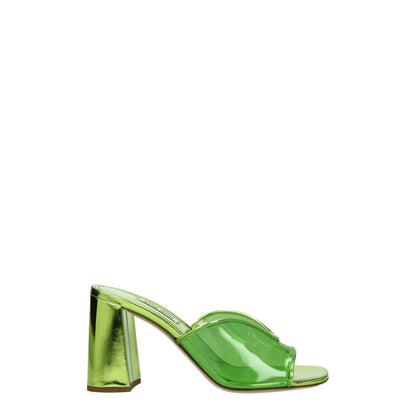 Sandales à plateforme en plexiglas vert Miu Miu