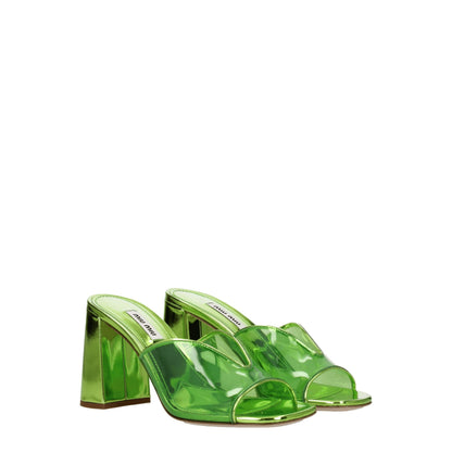 Sandales à plateforme en plexiglas vert Miu Miu