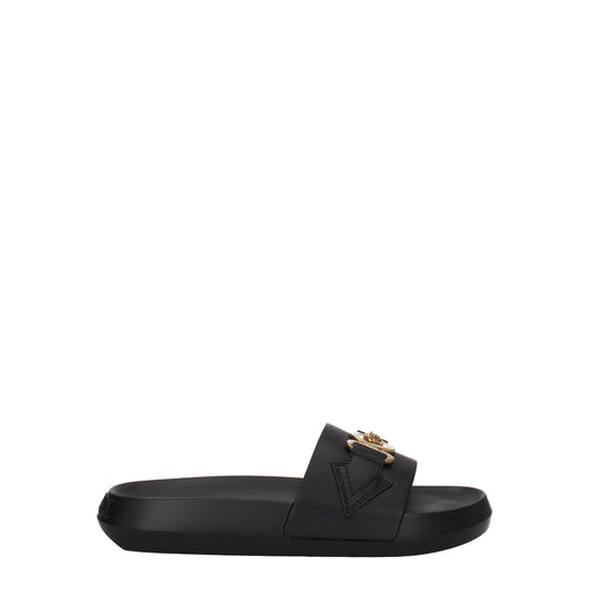 Pantofole in pelle nera Versace