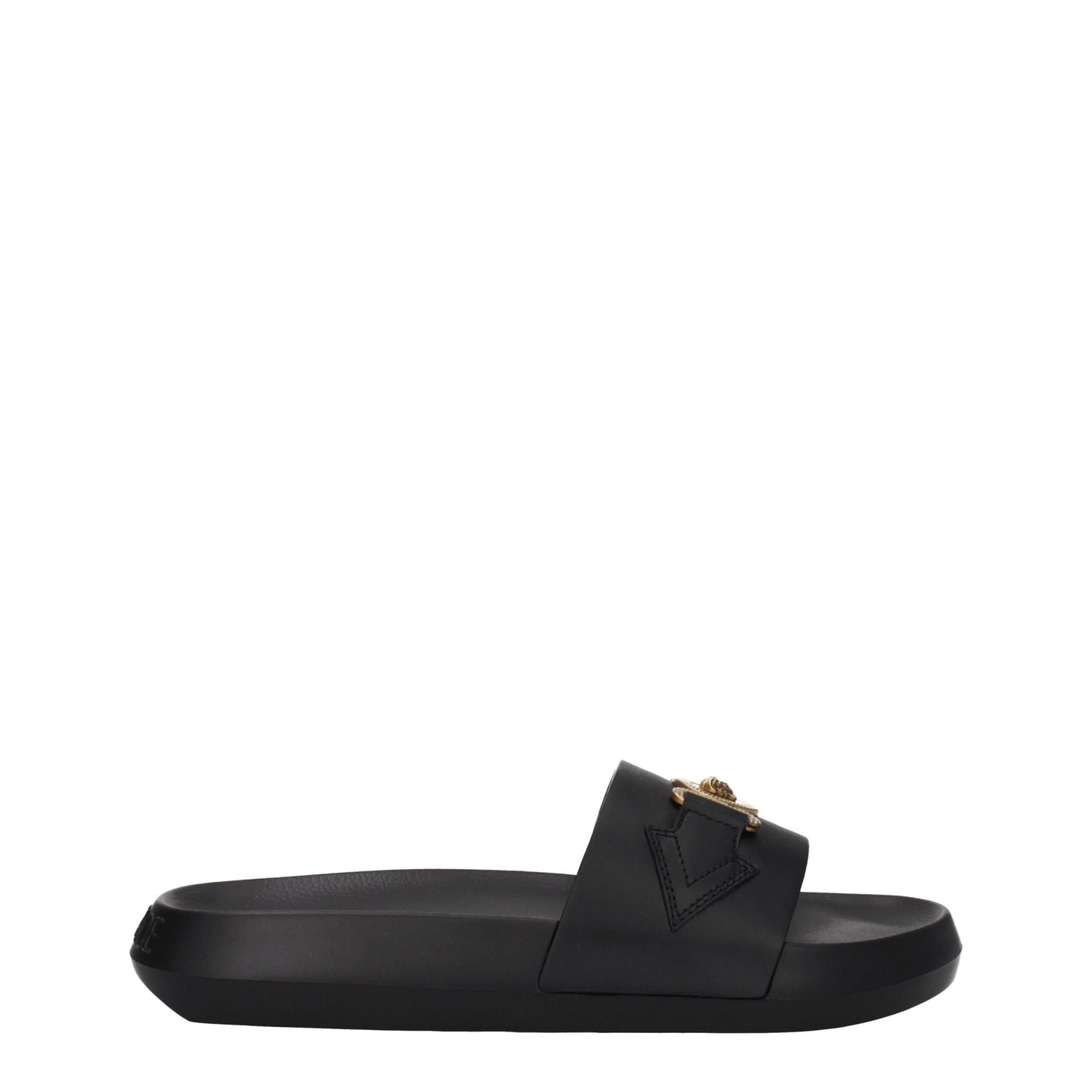 Pantofole in pelle nera Versace