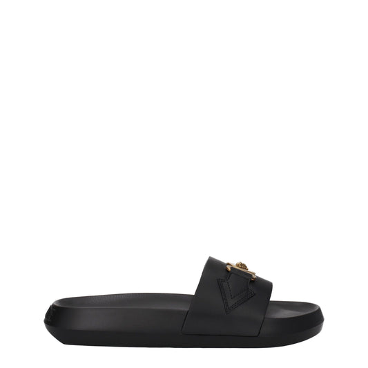Pantofole in pelle nera Versace