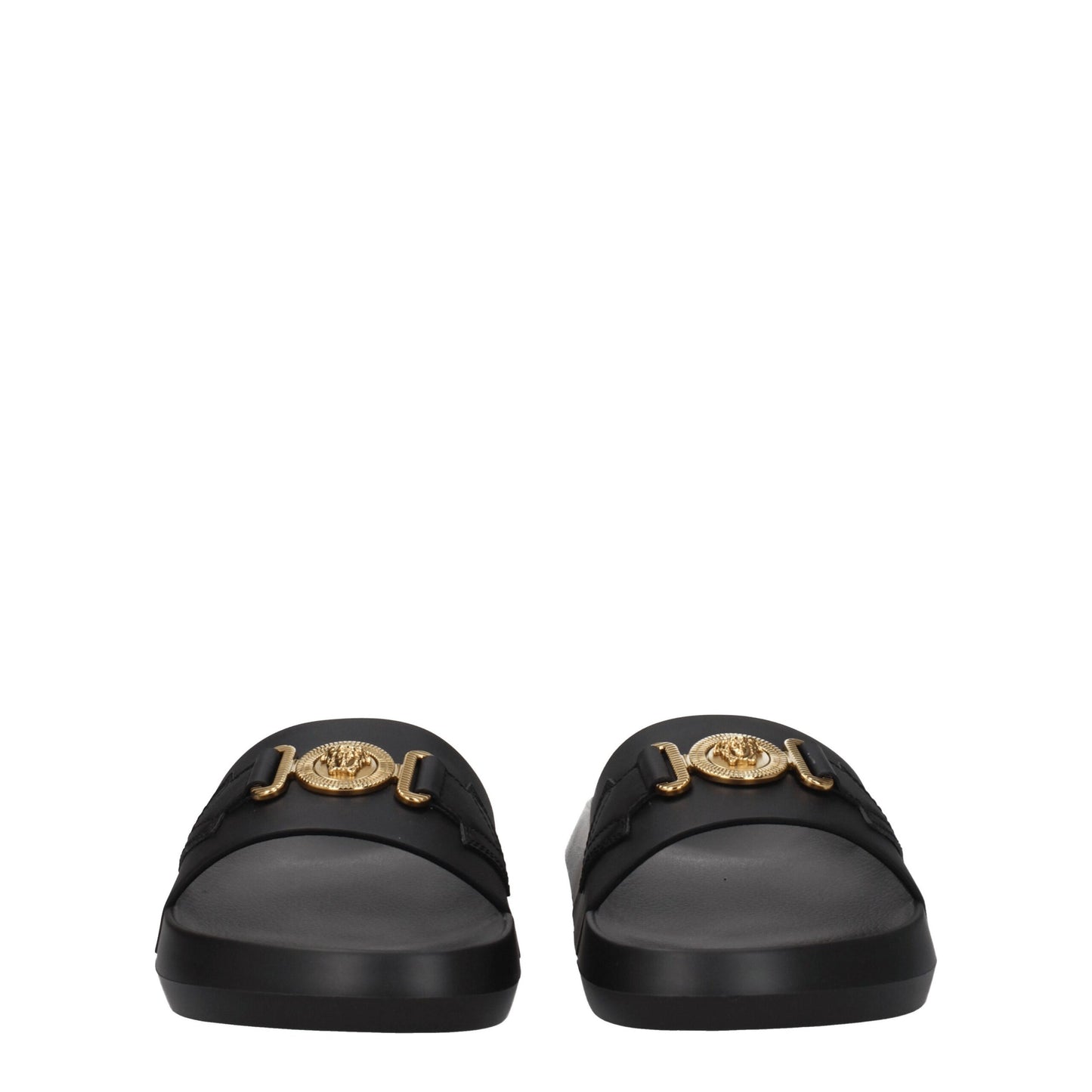 Pantofole in pelle nera Versace