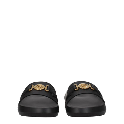 Pantofole in pelle nera Versace