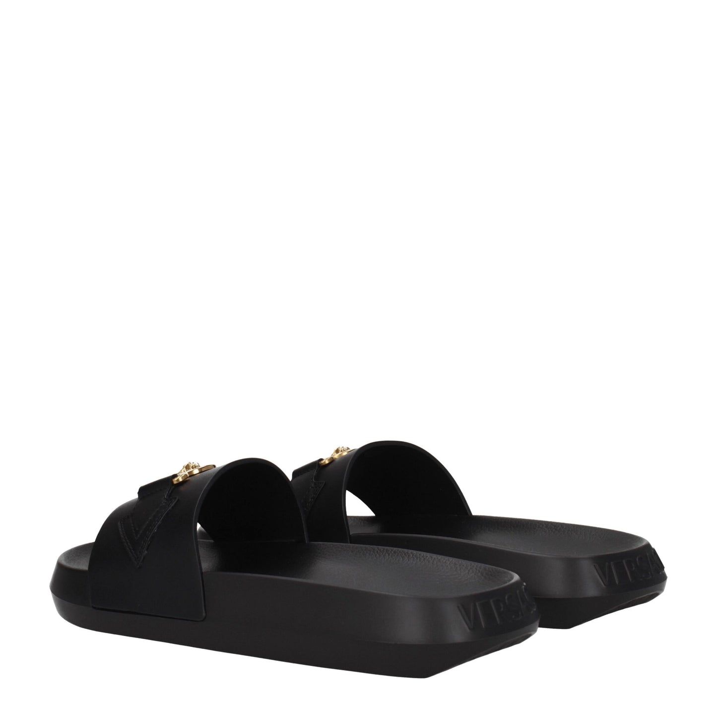 Pantofole in pelle nera Versace