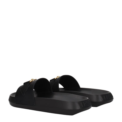 Pantofole in pelle nera Versace