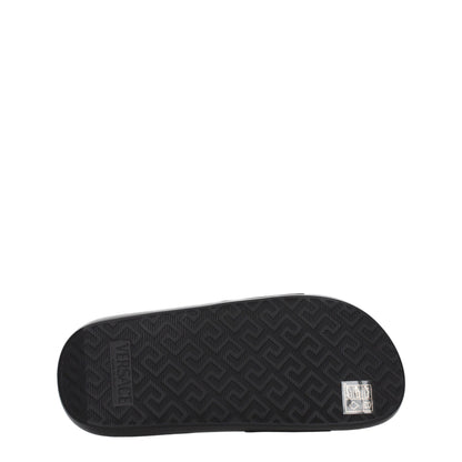 Pantofole in pelle nera Versace