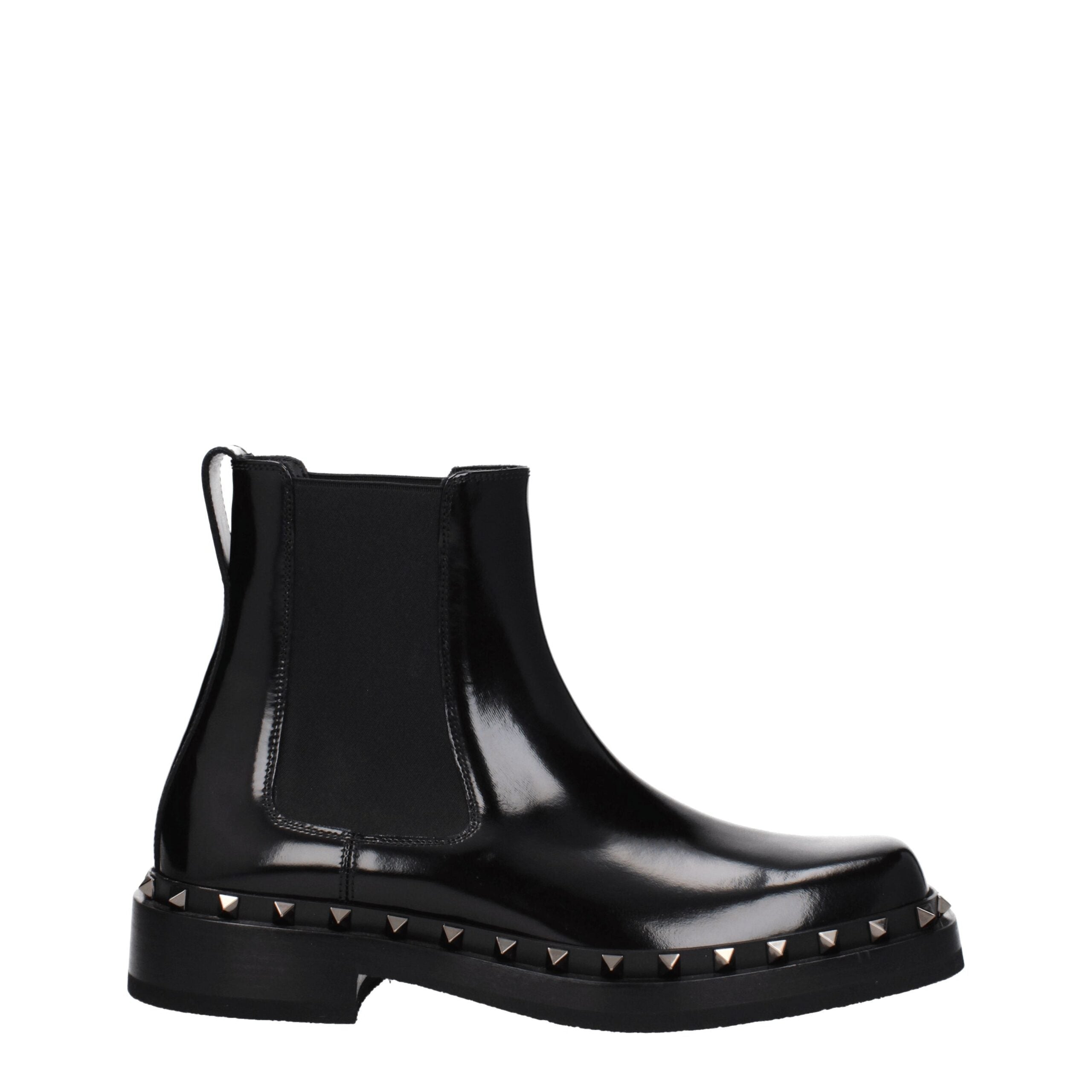 Bottines en cuir noir Valentino Garavani