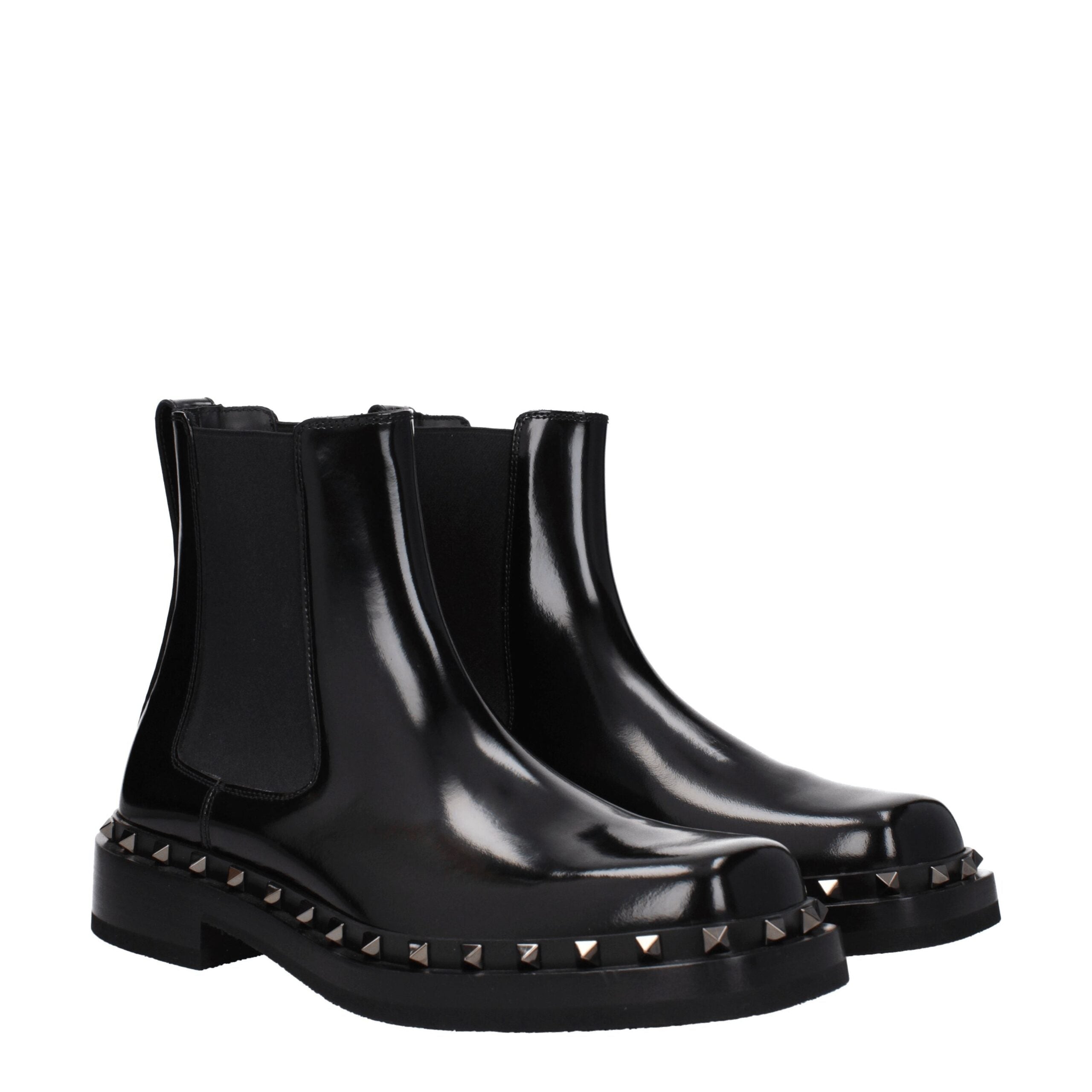 Bottines en cuir noir Valentino Garavani