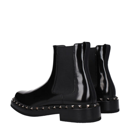 Bottines en cuir noir Valentino Garavani