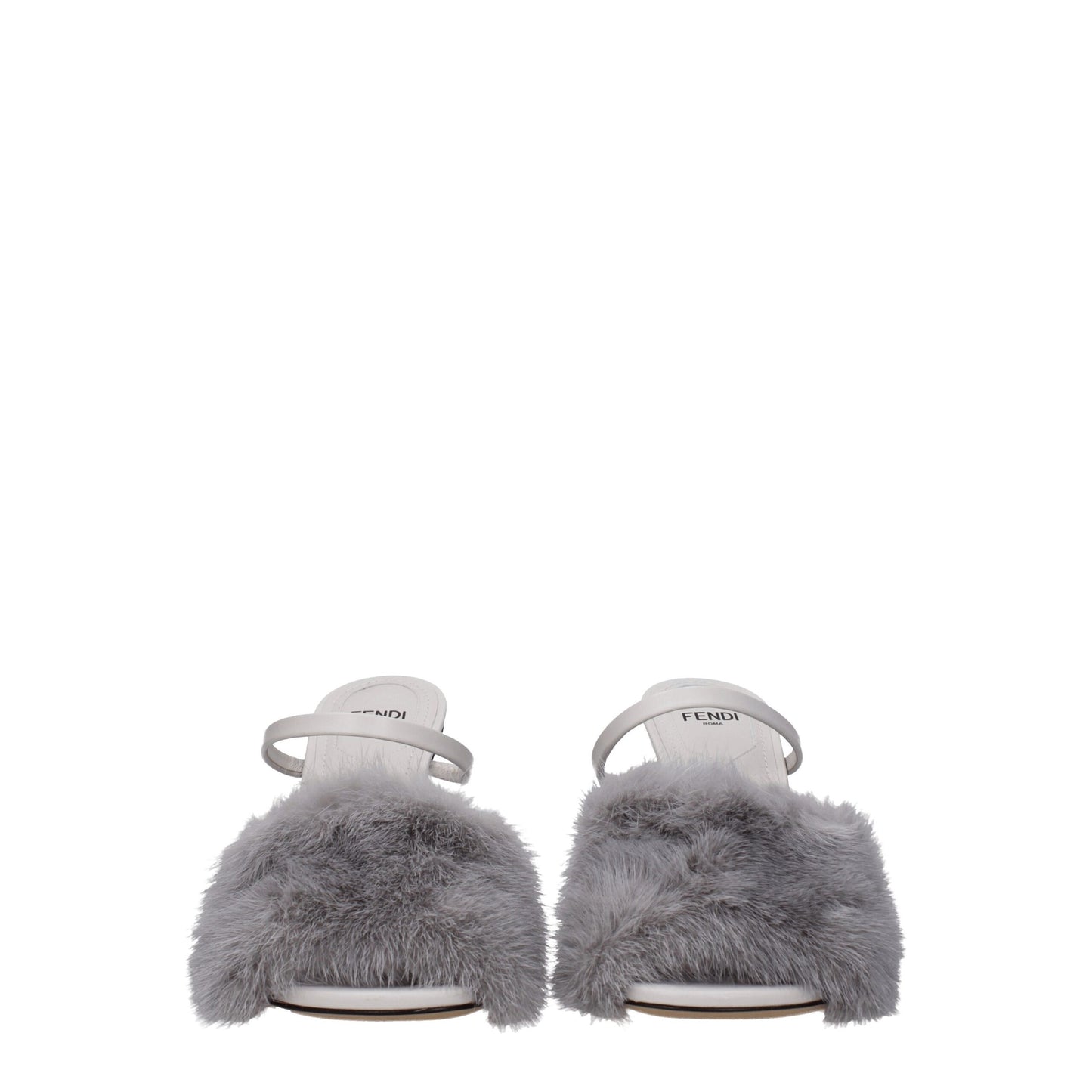 Pantoufles Fendi en vison gris