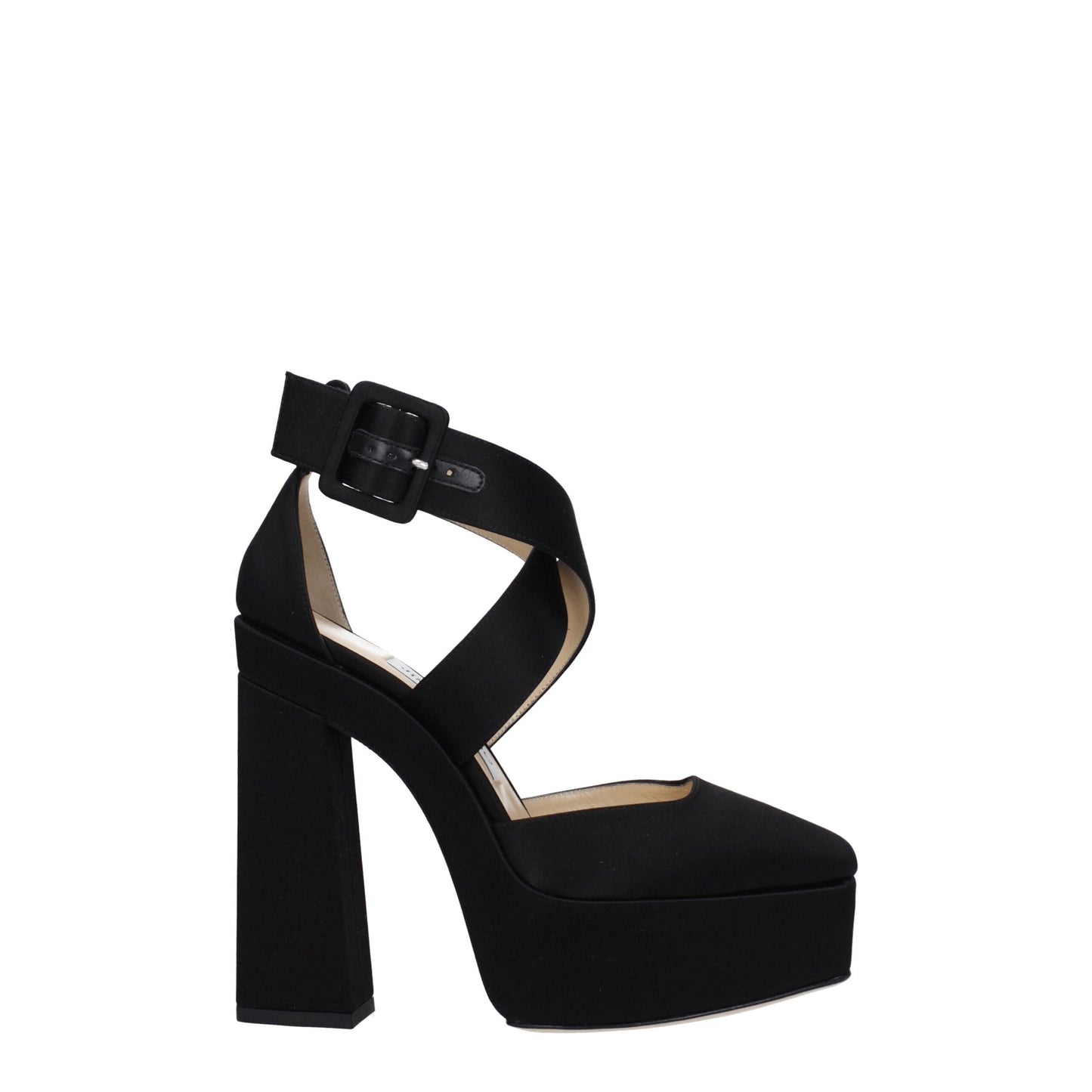 Sandali con plateau in raso nero Jimmy Choo