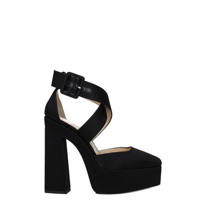 Sandali con plateau in raso nero Jimmy Choo