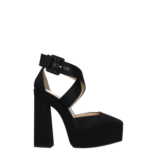 Sandali con plateau in raso nero Jimmy Choo