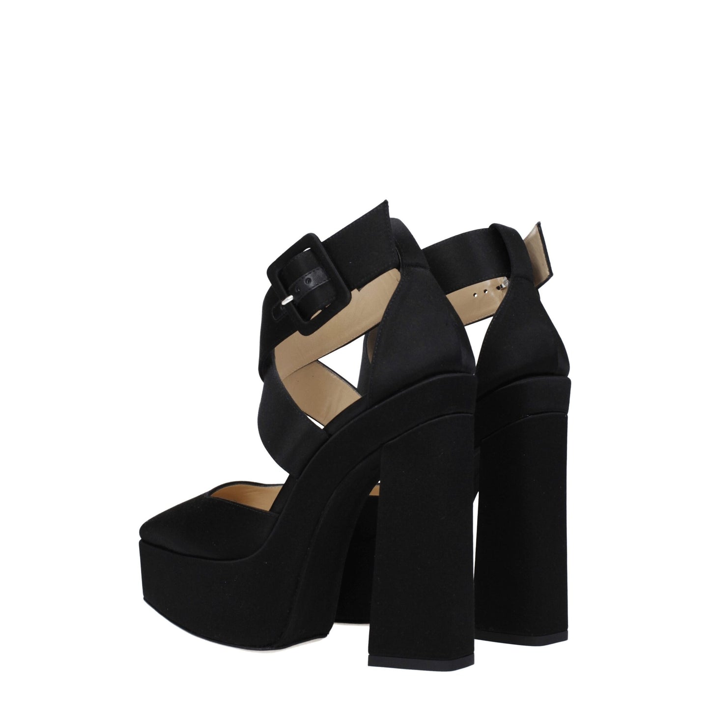 Sandali con plateau in raso nero Jimmy Choo