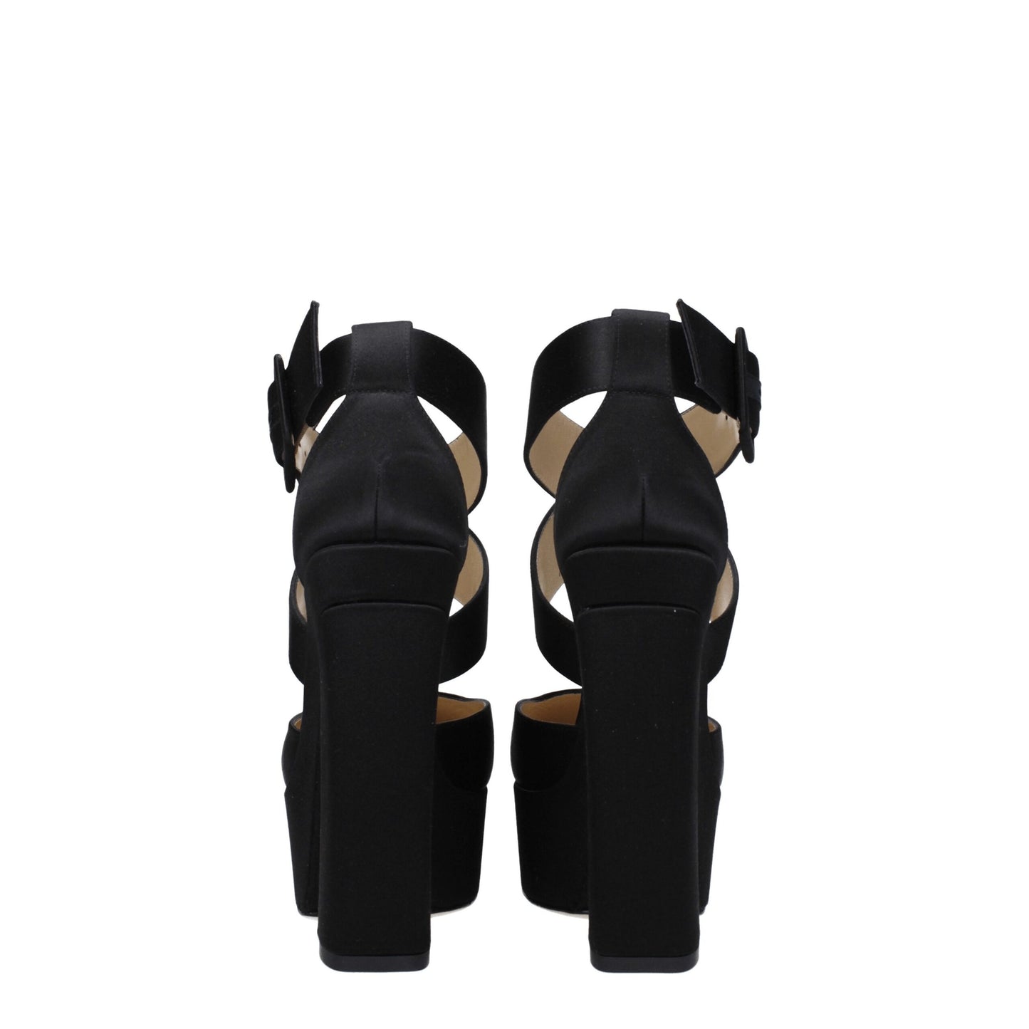 Sandali con plateau in raso nero Jimmy Choo