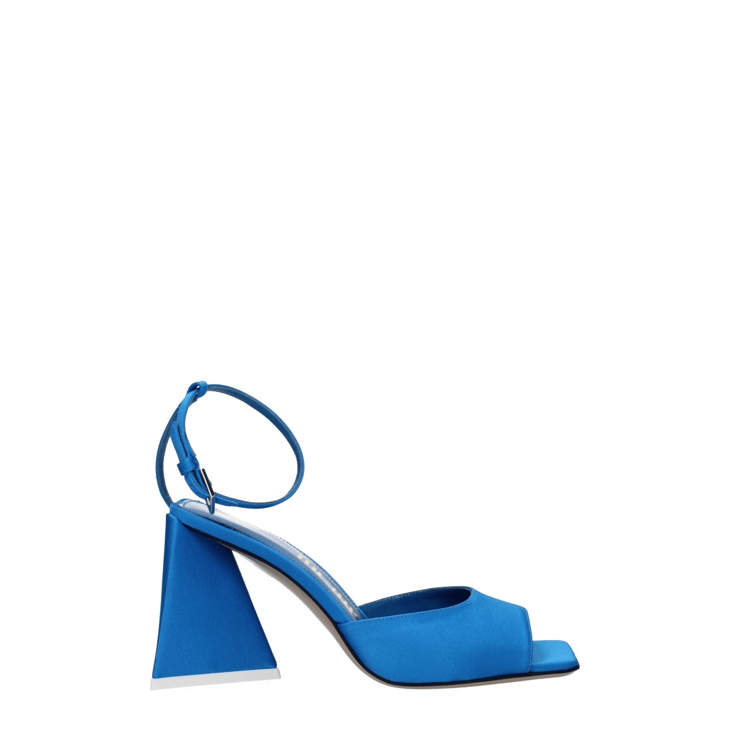 Sandali con tacco a spillo in raso blu The Attico