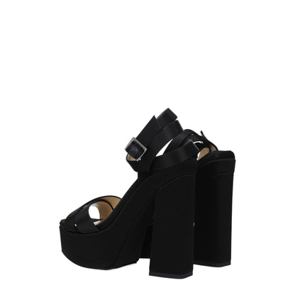 Sandali con plateau in raso nero Jimmy Choo