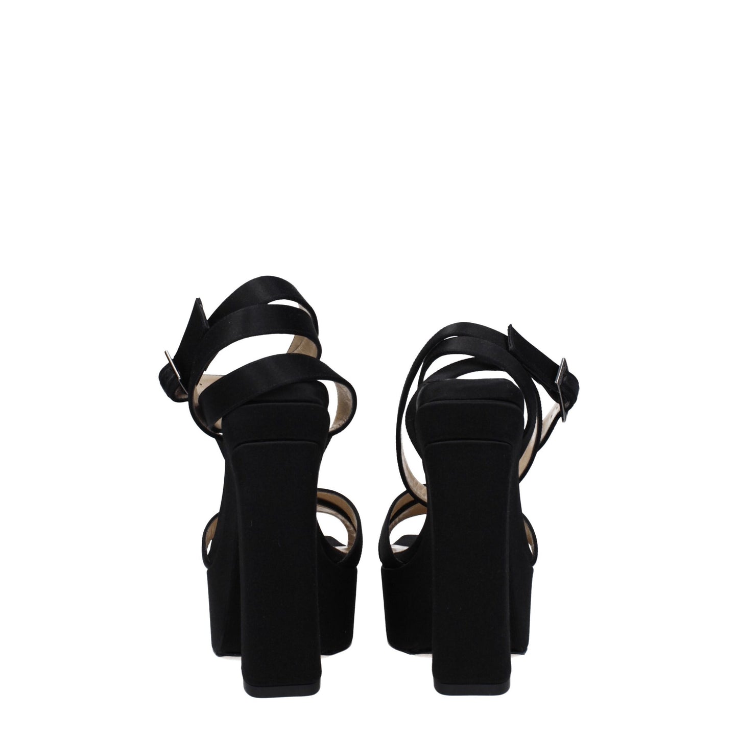 Sandali con plateau in raso nero Jimmy Choo
