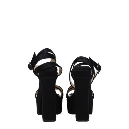 Sandali con plateau in raso nero Jimmy Choo