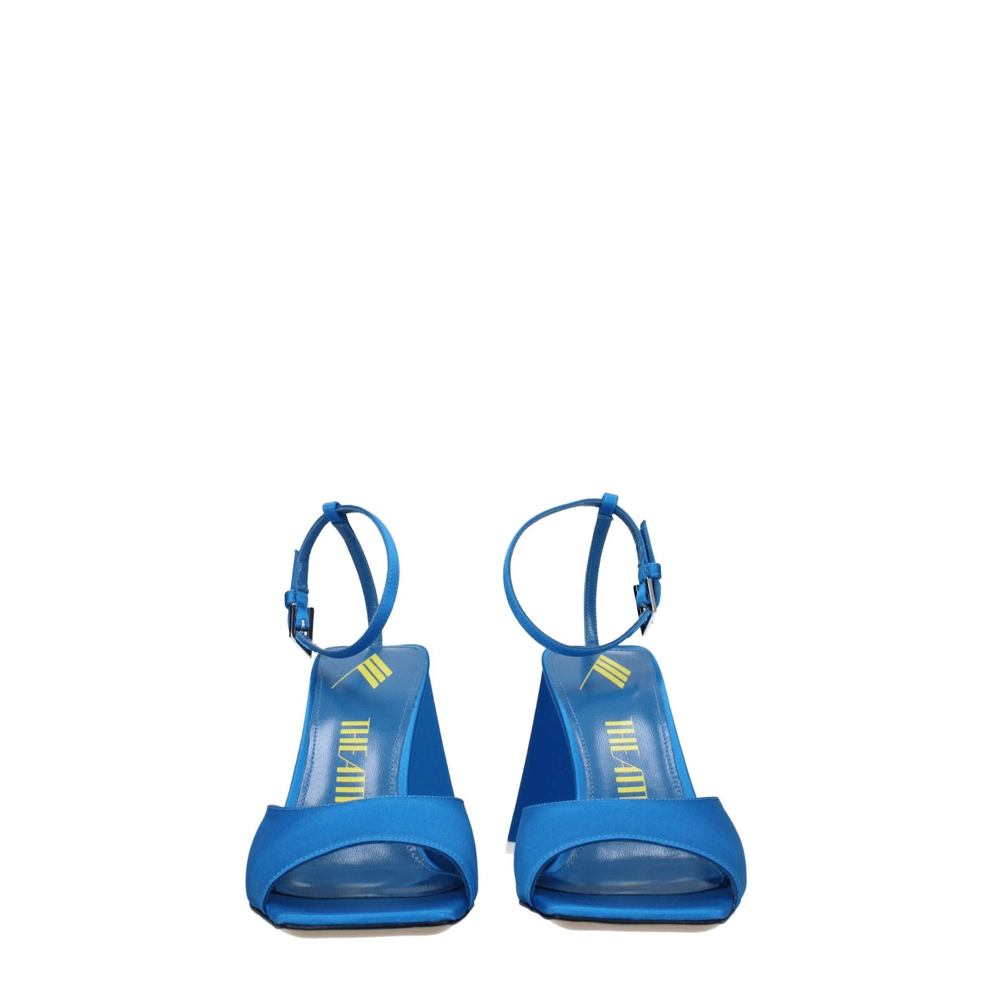 Sandali con tacco a spillo in raso blu The Attico