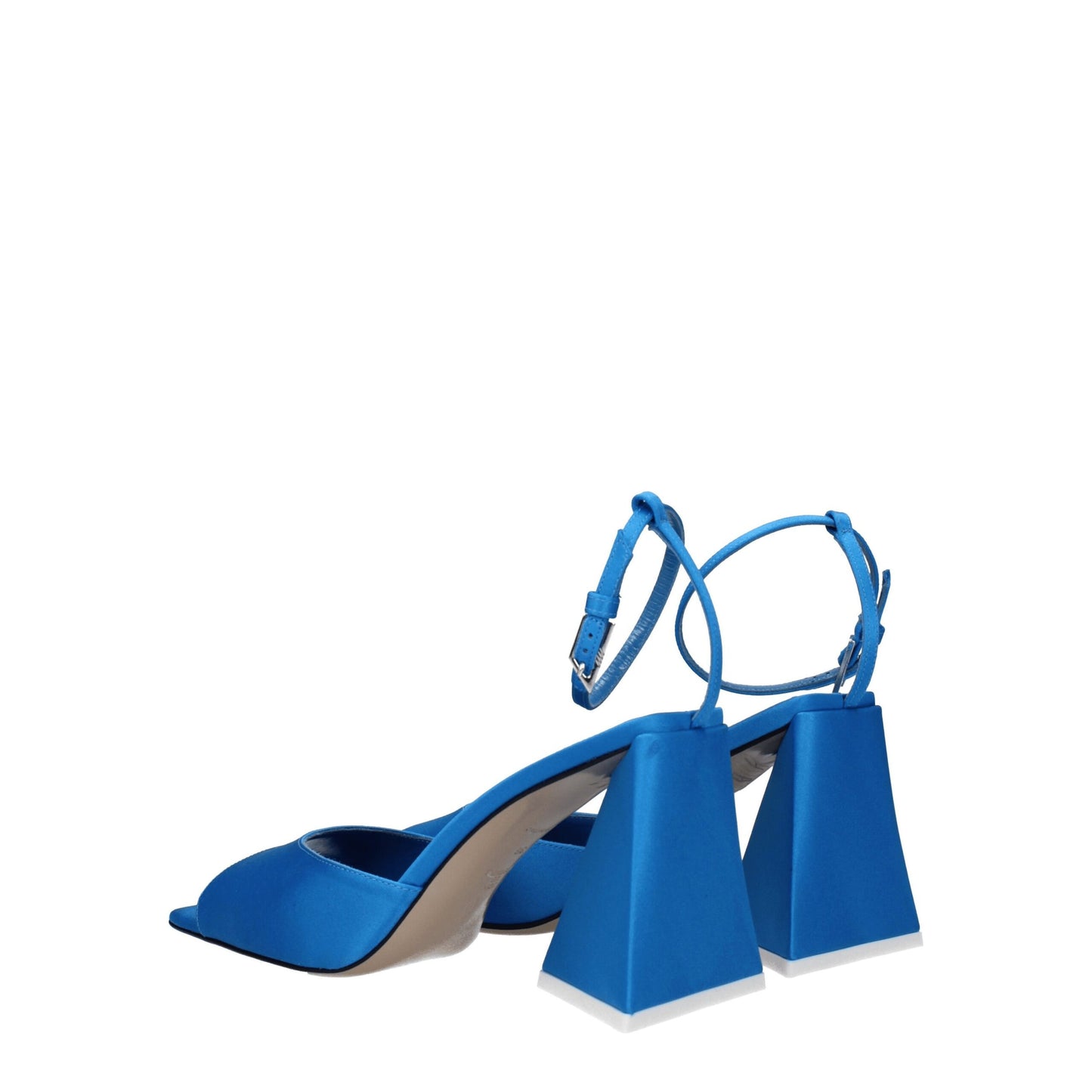 Sandali con tacco a spillo in raso blu The Attico