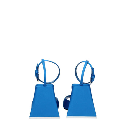 Sandali con tacco a spillo in raso blu The Attico