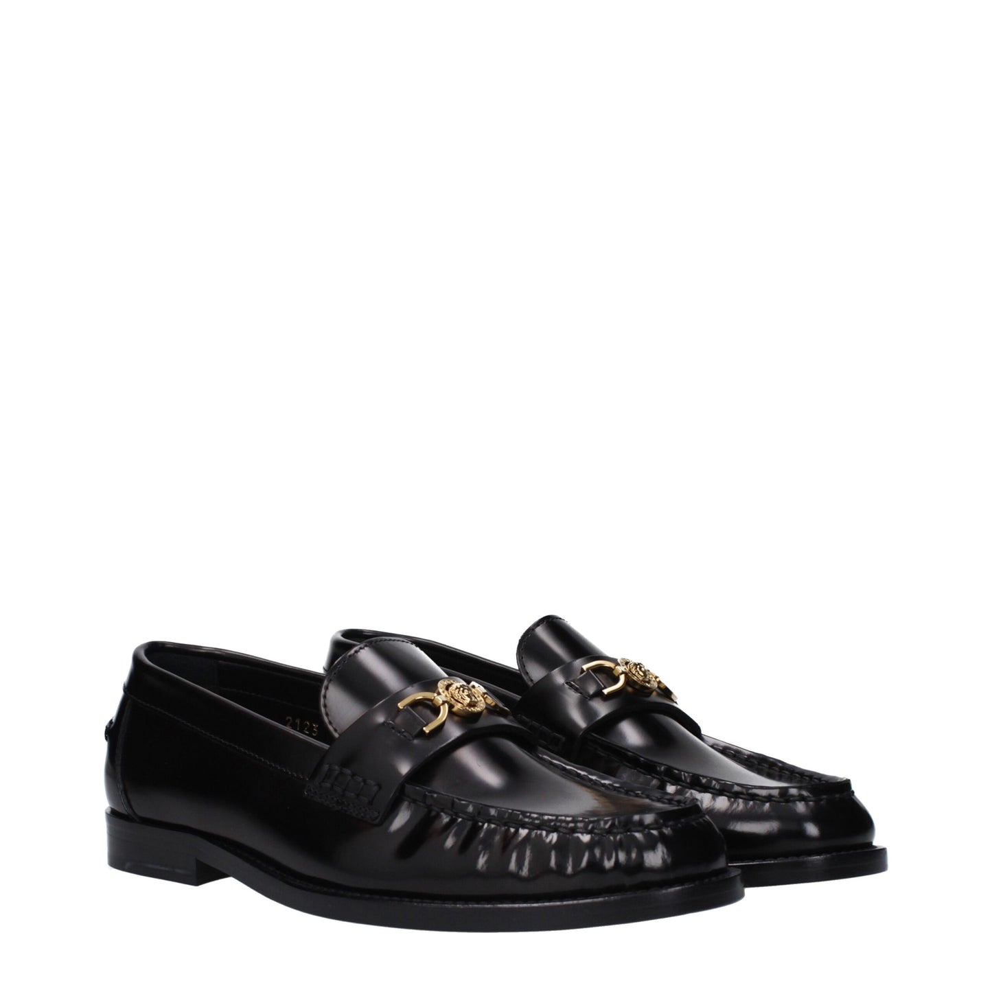 Mocassini slip-on in pelle nera Versace