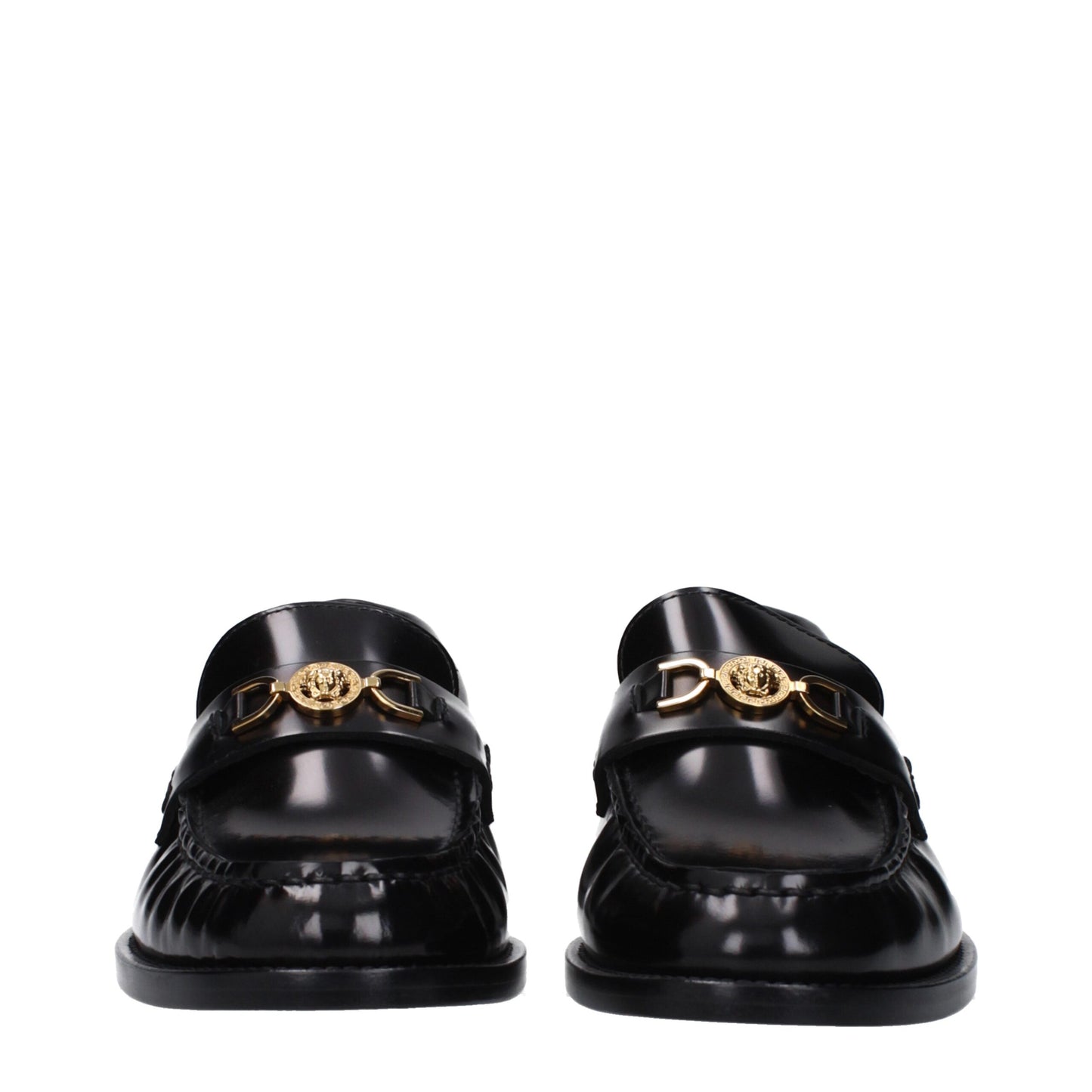 Mocassini slip-on in pelle nera Versace