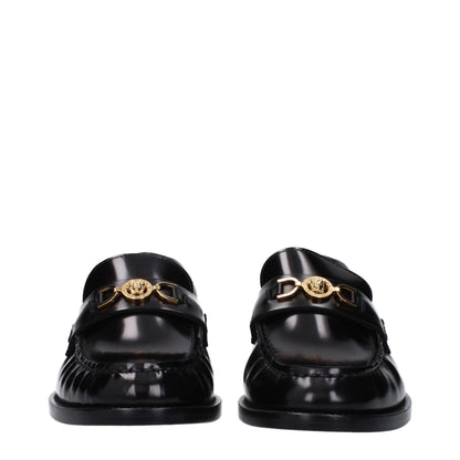 Mocassini slip-on in pelle nera Versace