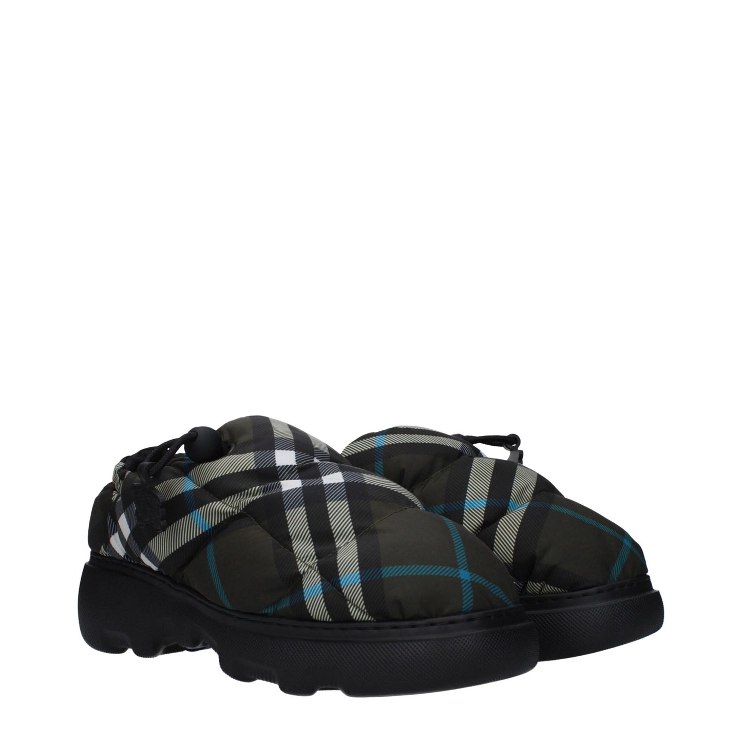 Mocassini slip-on in tessuto verde Burberry