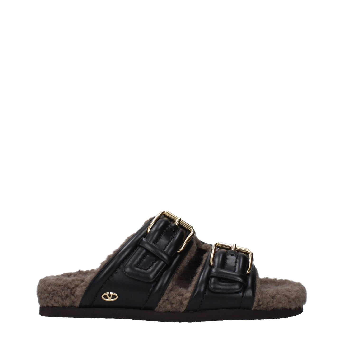 Pantoufles en cuir noir Valentino Garavani