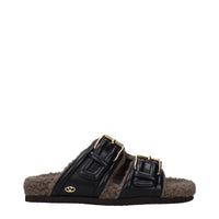 Pantoufles en cuir noir Valentino Garavani