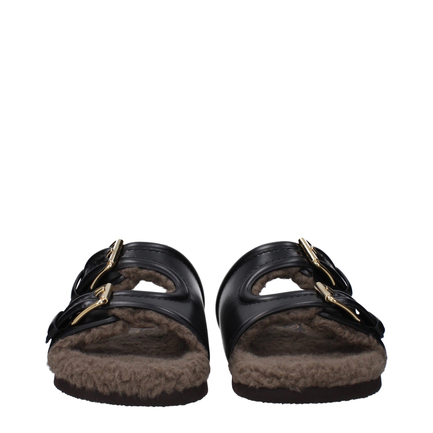 Pantoufles en cuir noir Valentino Garavani