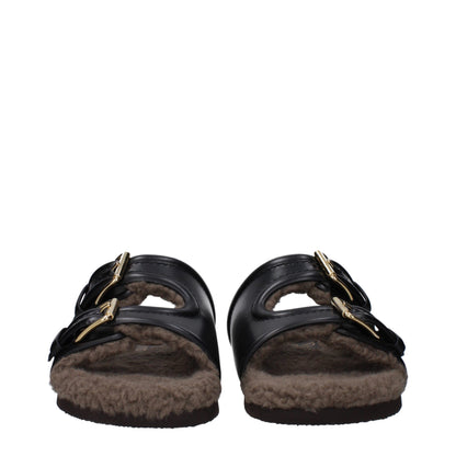 Pantoufles en cuir noir Valentino Garavani