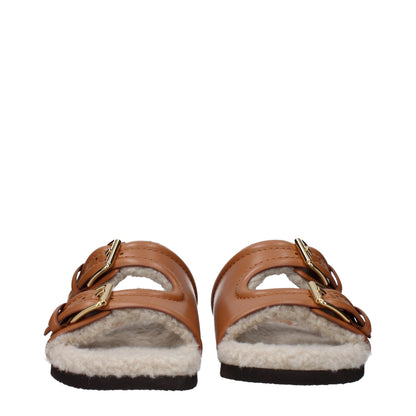 Pantoufles en cuir marron Valentino Garavani