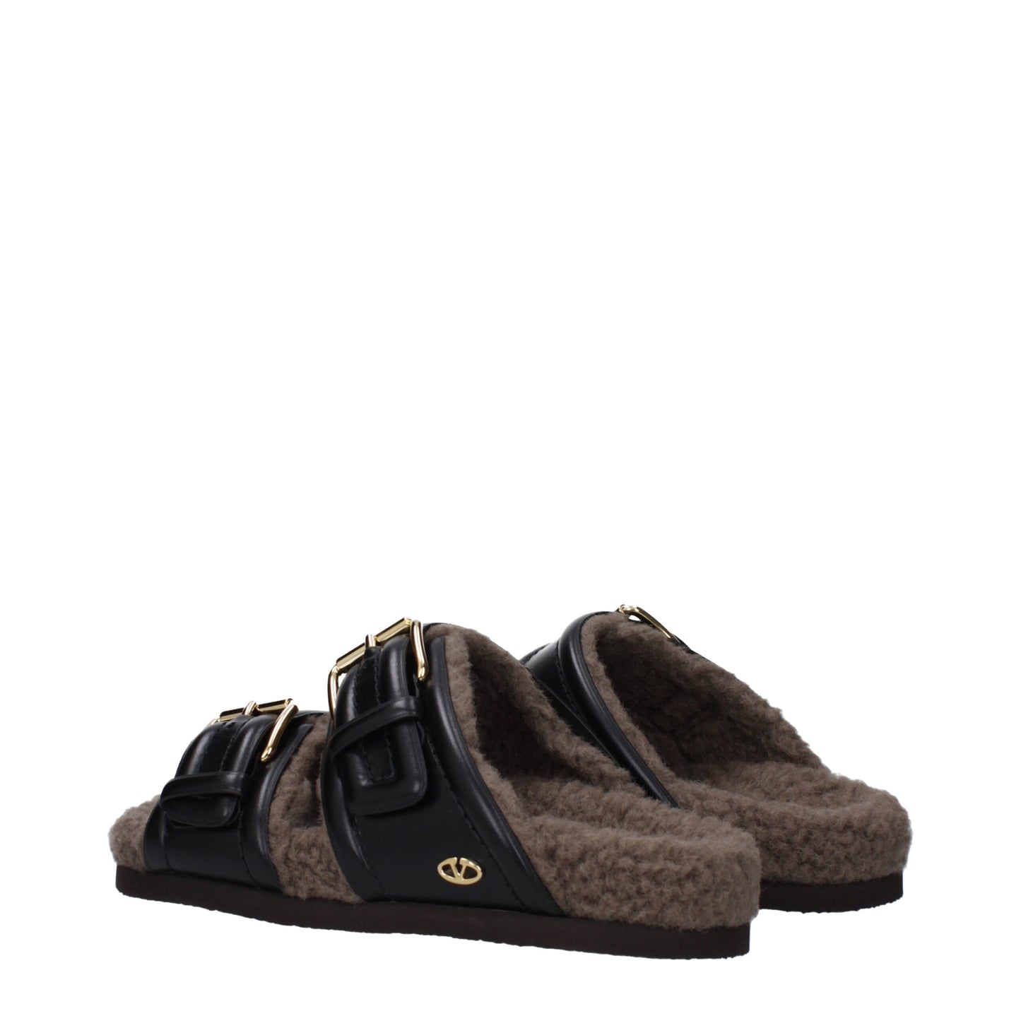 Pantoufles en cuir noir Valentino Garavani