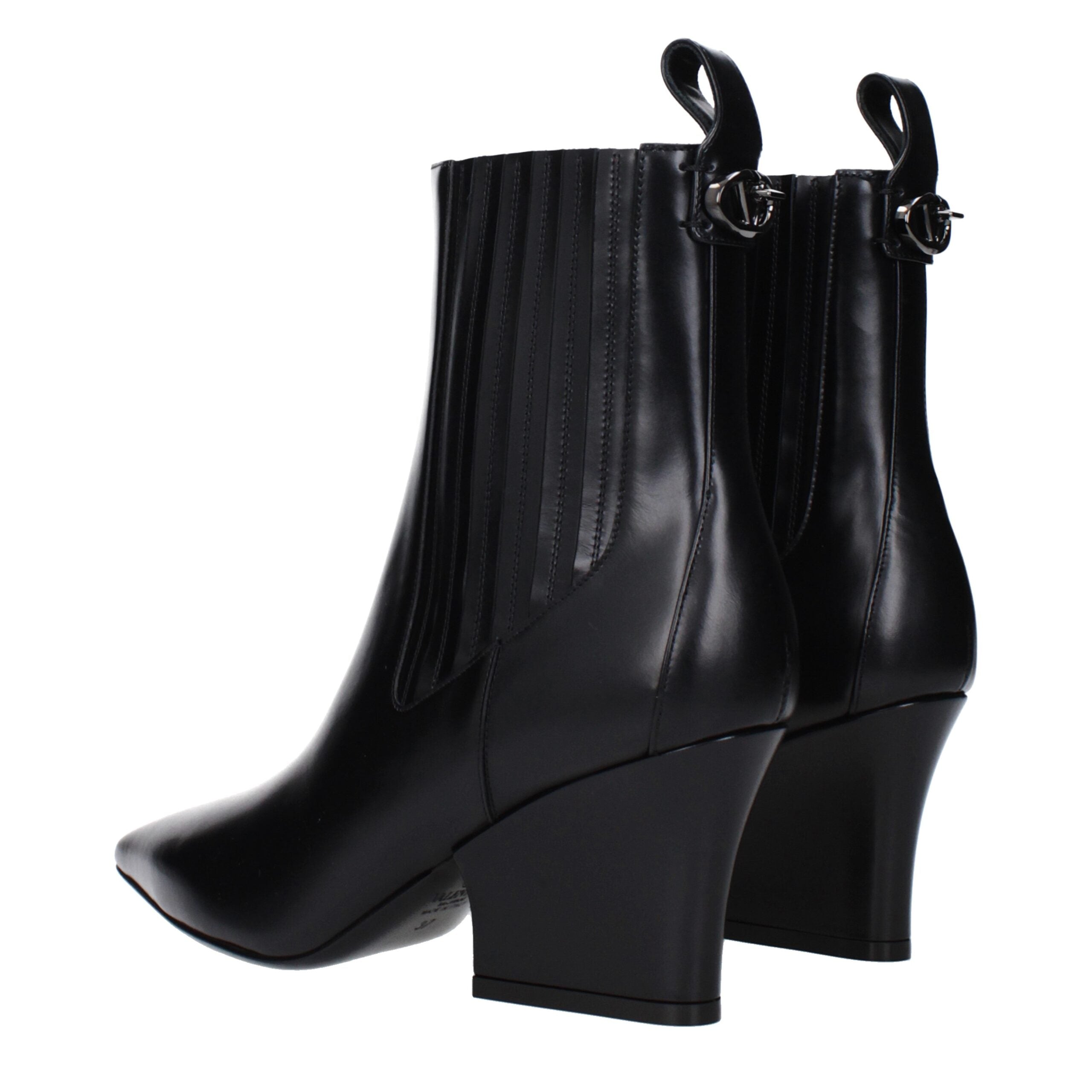 Bottines en cuir noir Valentino Garavani