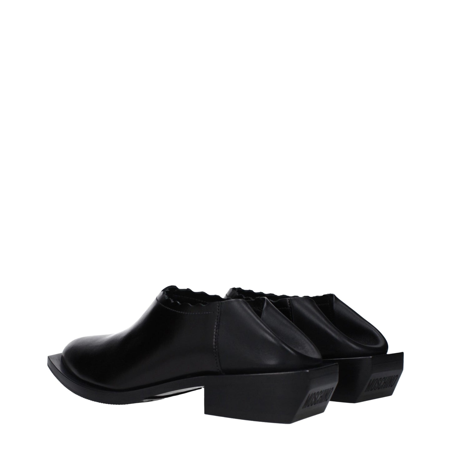 Mules in pelle nera Moschino