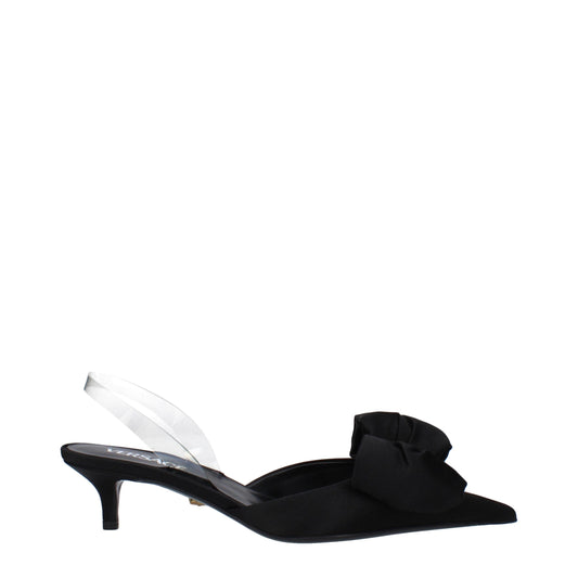 Sandali in raso nero Versace