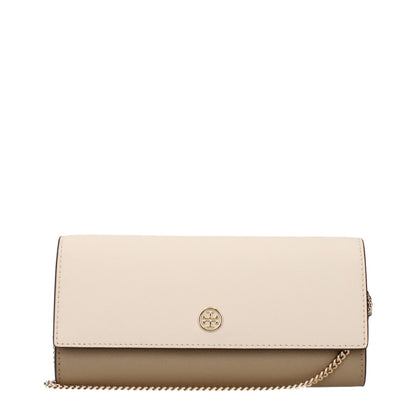 Borsa a mano in pelle beige Tory Burch