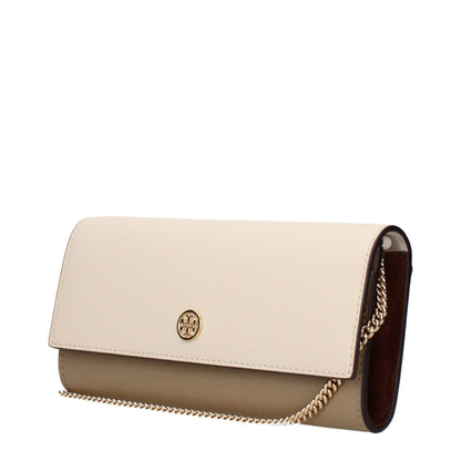 Borsa a mano in pelle beige Tory Burch