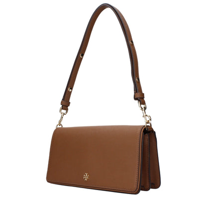 Borsa a tracolla in pelle marrone Tory Burch