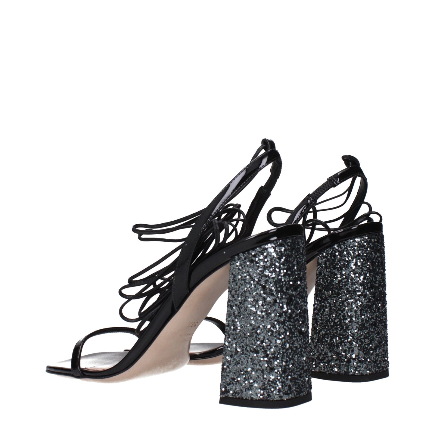 Sandali con plateau in pelle nera Miu Miu