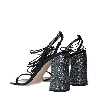 Sandali con plateau in pelle nera Miu Miu