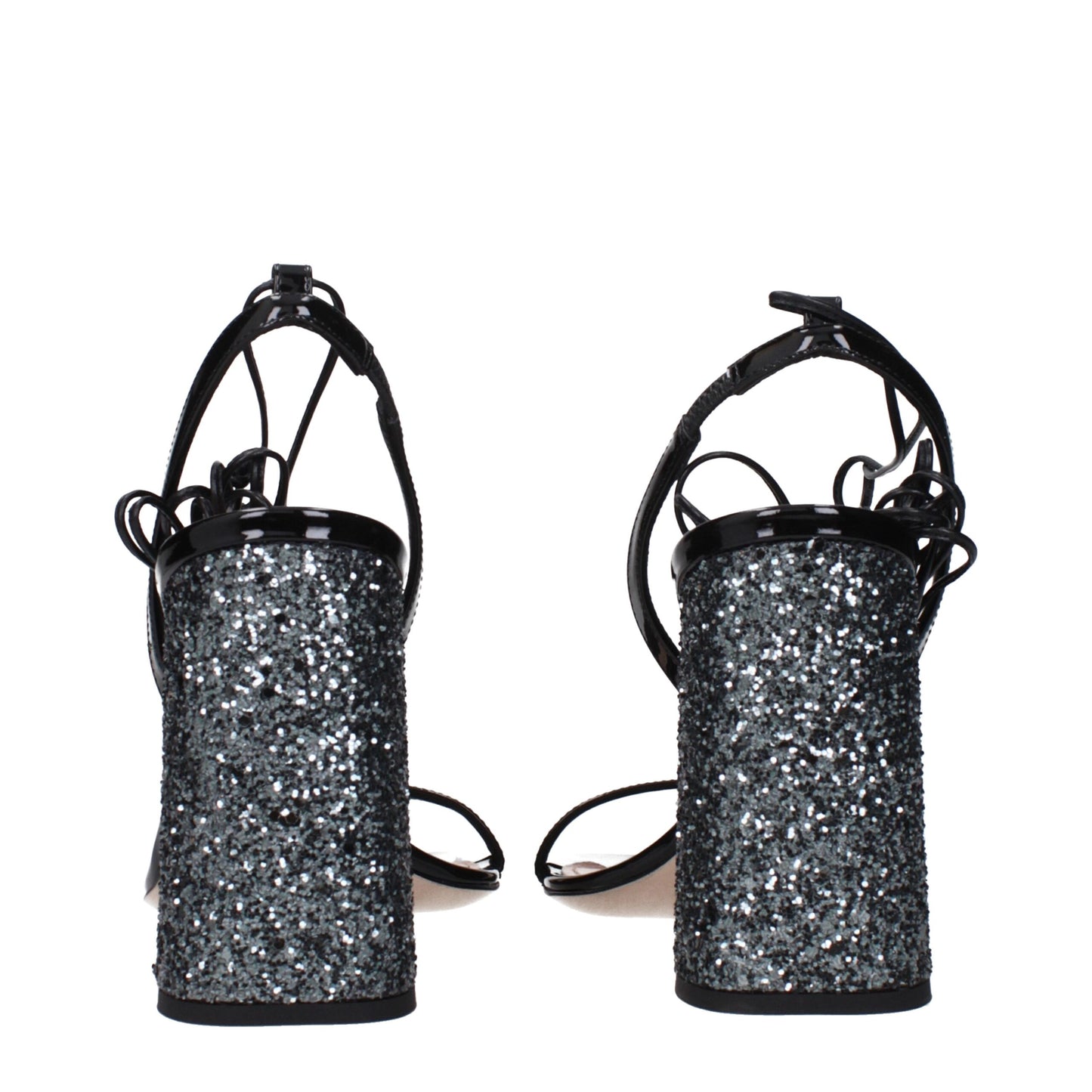 Sandali con plateau in pelle nera Miu Miu