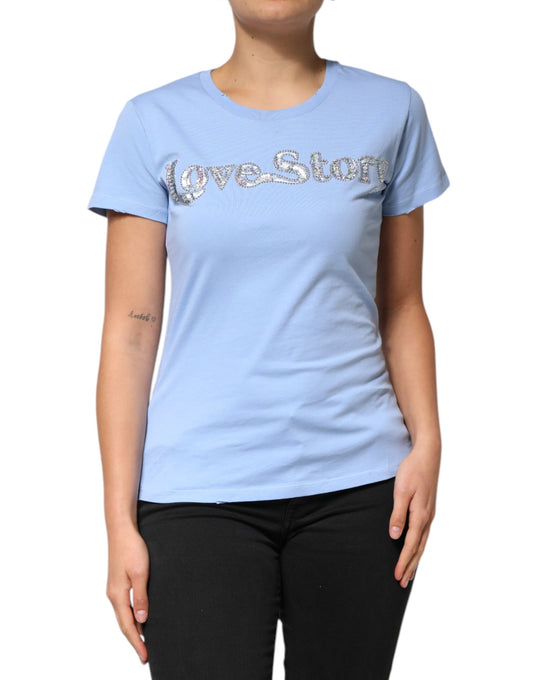 T-shirt a maniche corte con paillettes PINKO Blue Love Story